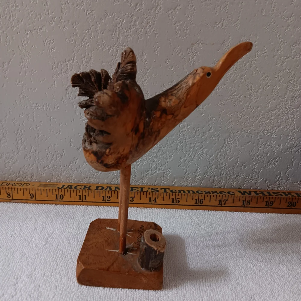 Handcrafted Wooden Bird Sculpture